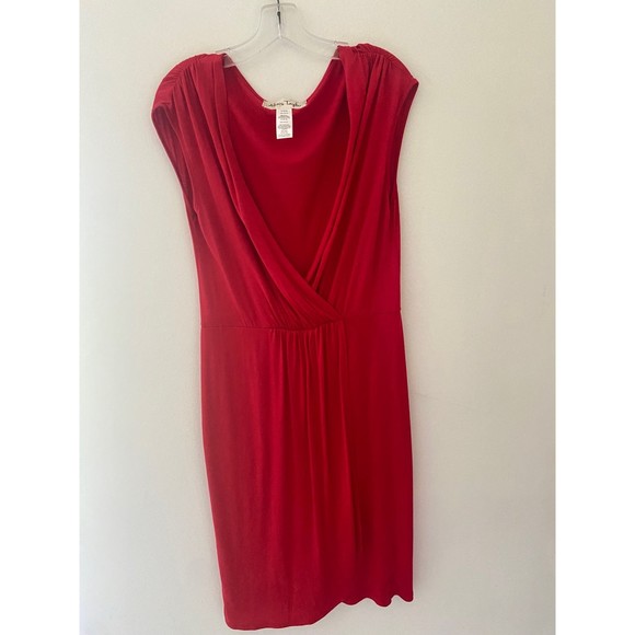 Alexis Taylor Women's Sleeveless Knit Shine Surplice Dress in Red; Size: M - Picture 1 of 9